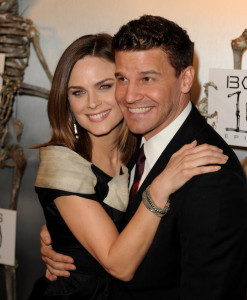 Emily Deschanel and David Boreanaz arrive at Fox TVs celebration of Bones 100th episode at 650 North on April 7th 2010 in Los Angeles 7