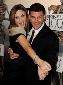 Emily Deschanel and David Boreanaz arrive at Fox TVs celebration of Bones 100th episode at 650 North on April 7th 2010 in Los Angeles 6