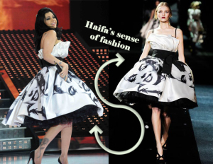 haifa Wehbe fashion diva photo while at star academy seven prime wearing a white and black stylish dress