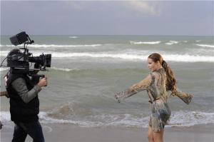 Rula Saed picture of April 12th 2010 while on the filming set of her new video clip Shayfak Oddami on the beach