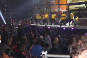 Roula Saad singing live on stage in April 2010 at the fifa opening ceremony 1