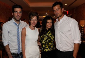 Zachary Quinto together with Josh Duhamel and Fergie at the May 2010 cover celebration of Elle Magazine on April 9th 2010 at NYCs Crosby Street Hotel 2