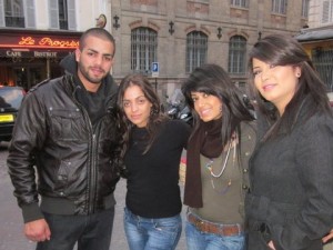 Star Academy season seven students Mohamad Ramadan with Rahma Ahmed and Asmae Mahalawi picture during their visit to Euro Disney after winning the paris trip 13