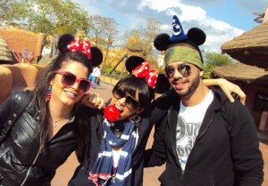 Star Academy season seven students Mohamad Ramadan with Rahma Ahmed and Asmae Mahalawi picture during their visit to Euro Disney after winning the paris trip 12