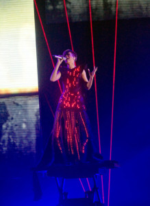 Rihanna picture on May 18th 2010 while performing on stage at Glasgows SECC during her Last Girl on Earth tour 6