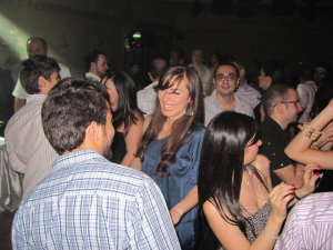 Basel Khoury at the birthday party of Syrian student Zaina while dancing