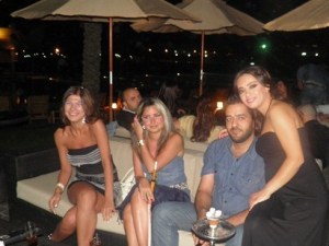 Aline Kessis picture at her birthday party held at one of Beirut restaurants with the guests of the party