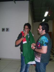 Sultan Rashed picture while leaving star academy seven Adma building in Beirut with Kuwaiti student Abdul Aziz 1