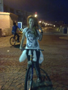 Rania Naguib recent picture after she left star academy 7th season while riding a bicycle