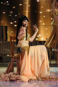 Rahma Ahmad the Iraqi student of star academy 2010 singing on stage during one of the primes