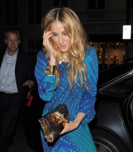 Sarah Jessica Parker spotted wearing a long maxi blue dress on May 27th 2010 at the Sex and The City 2 After Party in London 2