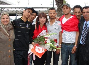 picture of star academy student badria Al Sayed from Yunis as she reaches home at the airport 3