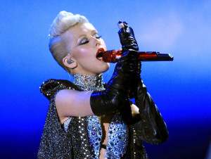 Christina Aguilera performs on stage furing the 2010 MTV Movie Awards held at the Gibson Amphitheatre on June 6th 2010 at Universal Studios in California 4