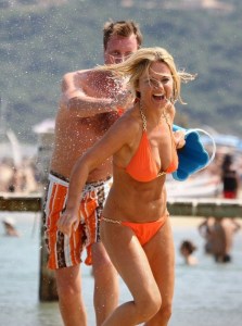 Geri Halliwell seen on June 19th 2010 wearing a stylish orange bikini suit while at the beach of St Tropez France 1