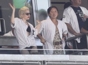 Lady Gaga seen on June 18th 2010 at the Yankees game in New York City 4