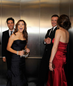 Alyson Hannigan  with Jason Segel and Josh Rando and Cobie Smulders at the 61st Emmy Awards held on September 20th 2009 at the Nokia Theatre 1