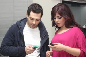 first prime backstage picture on April 4th 2011 of star academy graduate Mohammed Bash from Syria and Shahinaz from Egypt