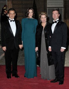 Carla Bruni Sarkozy and French President Nicolas Sarkozy attend a state dinner honoring the Russian President on March 1st 2010 at the Elysee Palace in France 1