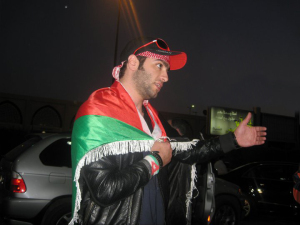 Mohamad Alqaq pictures as he reaches the Amman airport after he was eliminated from star academy 3