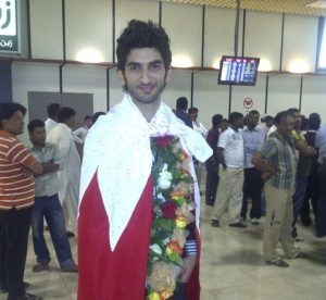 Mohamad Rahma picture as he arrives back to Bahrain at the airport 3