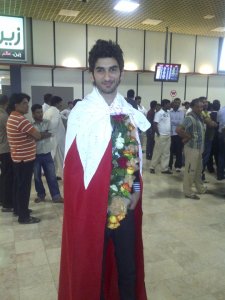 Mohamad Rahma picture as he arrives back to Bahrain at the airport 1