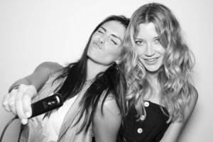 Taylor Cole with Sarah Roemer on July 24th 2010 at the NERD Party Comic Con Paddle Jam Photobooth 2