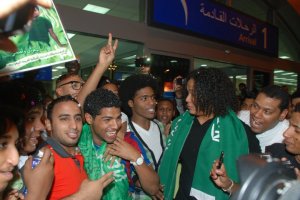 Mohamad Abdullah as he arrives back to saudi arabia at the airport after he left star academy 4