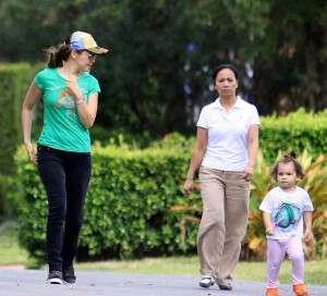 Thalia seen jogging with her daughter Sabrina Sakae in March 2010 at the West Palm Beach 2