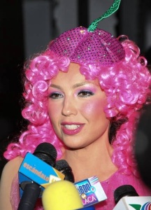 Thalia photo wearing a shiny pink costume at the 15th Annual Bette Midler New York Restoration Projects Hulaween held on October 29th 2010 Waldorf at Astoria Hotel in New York 2