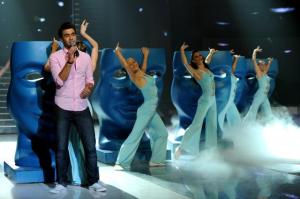 the thirteen prime of staracademy8 on June 24th 2011 picture of Ahmed Izzat singing onstage