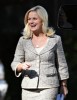 Amy Poehler at the filming set of Public Service