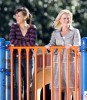 Amy Poehler and Rashida Jones at the filming set of Public Service