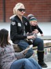 Gwen Stefani playing with baby Zuma Rossdale