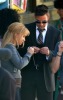 Hayden Panettiere with actor Adrian Pasdar while filming a new epsiode of heroes