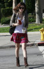 Rachel Bilson spotted walking at the streets of in Los Angeles wearing a cute red skirt on February 3rd 2009