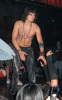 topless Orlando Bloom sings live as rock star on the set of Sympathy for Delicious at a theatre in downtown Los Angeles