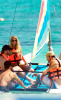 Fergie and Josh Duhamel at a vacational trip on a sailboat