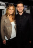 Bar Refaeli and Justin Timberlake backstage at the William Rast Fall 2009 fashion show during Mercedes Benz Fashion Week in the Tent at Bryant Park on February 16th 2009 in New York City