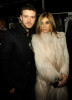 Justin Timberlake and Carine Roitfeld backstage at the William Rast Fall 2009 fashion show during Mercedes Benz Fashion Week in the Tent at Bryant Park