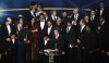 Freida Pinto and Dev Patel with Director Danny Boyle together with all the Slumdog Millionaire team on stage of the 81st Annual Academy Awards held at The Kodak Theatre on February 22nd 2009 in Hollywood California