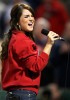 jojo perfroms the National Anthem before game four of the American League Championship Series during the 2008 MLB playoffs at Fenway Park on October 14th 2008 in Boston