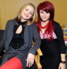 Megan Corkrey and Allison Iraheta  backstage during live elimination show of American Idol February 26th 2009 in Los Angeles California