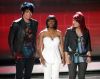 Adam Lambert with Lil rounds and Allison Iraheta at the top 9 elimination of American Idol on April 1st 2009 in Los Angeles California