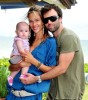 Alessandra Ambrosio with her husband Jamie Mazur and their new baby daughter Anja in Santa Catarina Brazil on March 16th 2009