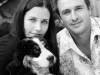 Courteney Cox with David Arquette and their pet dog