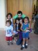 Lara and Bash together with kids fans