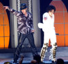 Michael Jackson with Justin Timberlake at the Solo Years Concert in 2001