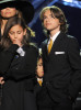 Michael Jackson's daughter Paris Jackson and son Prince Michael Jackson on stage during their father memorial