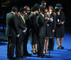 Michael Jackson family on stage during the public memorial service held at Staples Center on July 7th 2009 in Los Angeles California