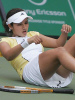 Sania Mirza during a tennis game streching out